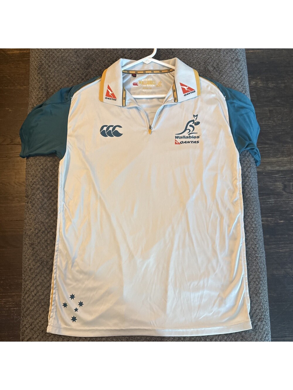 Australia Rugby Team Replica Wallabies Polo Shirt Jersey Gray Mens Medium EUC